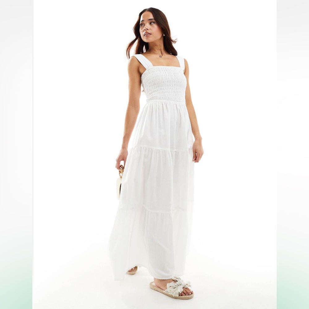 NWOT ASOS White Smocked Maxi Dress